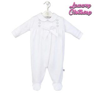 Heart & Bow Smocked Cotton Sleepsuit Luxury Clothing Mary Shortle