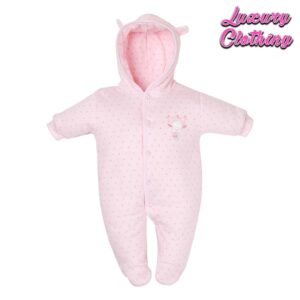 New Tiny Hanging baby bear pramsuit in pink Luxury Clothing Mary Shortle