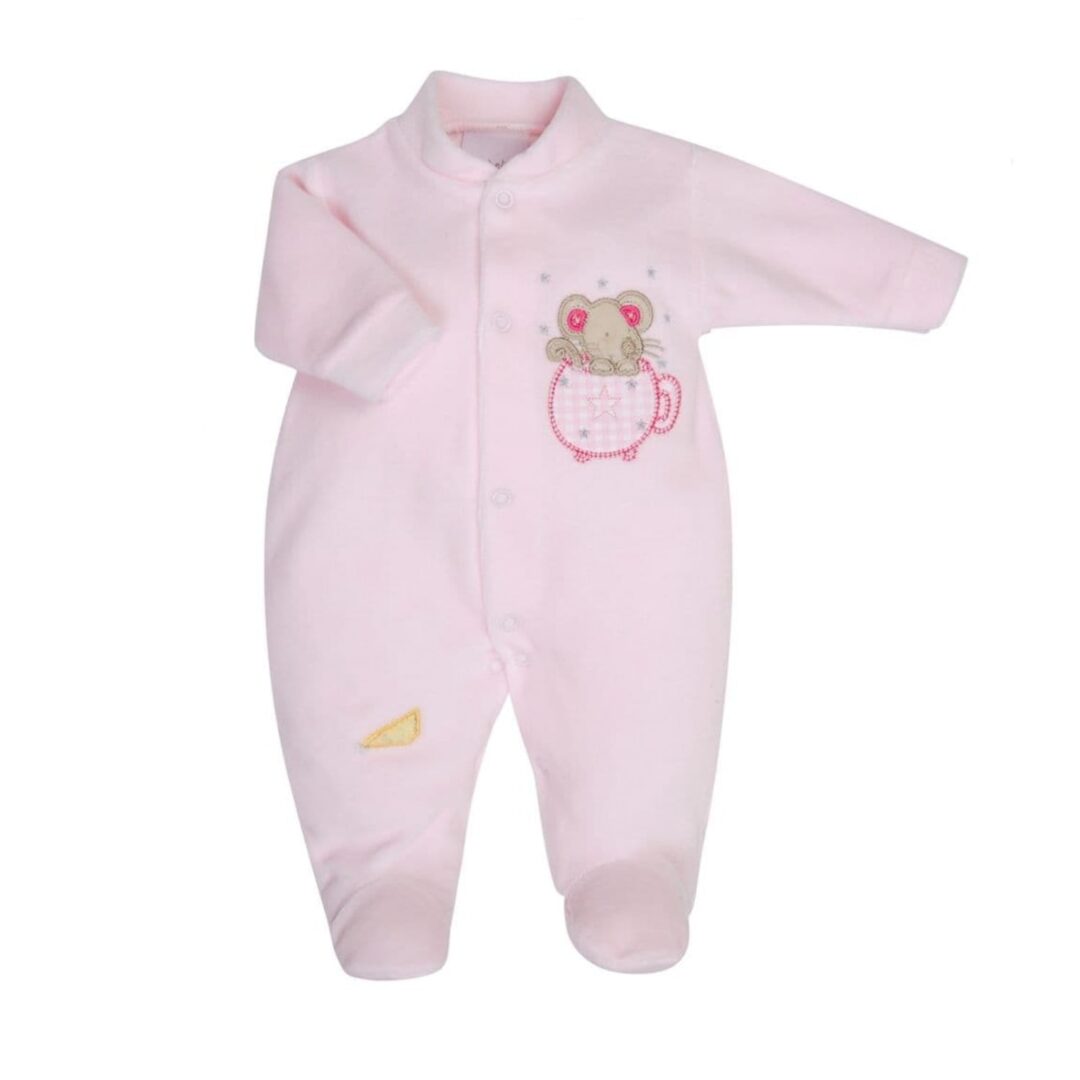Mouse in a teacup Sleep suit pink -min (1)