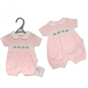 Pink Smocked Elephant Romper