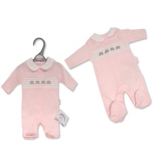 Pink Smocked Elephant Babygrow