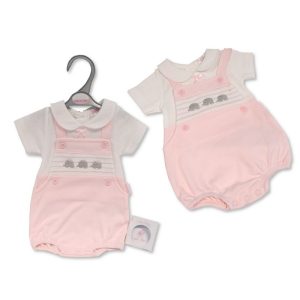 Pink Smocked Elephant Romper