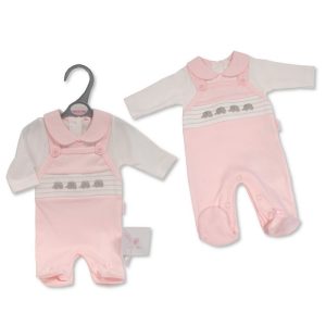 Pink Smocked Elephant dungarees