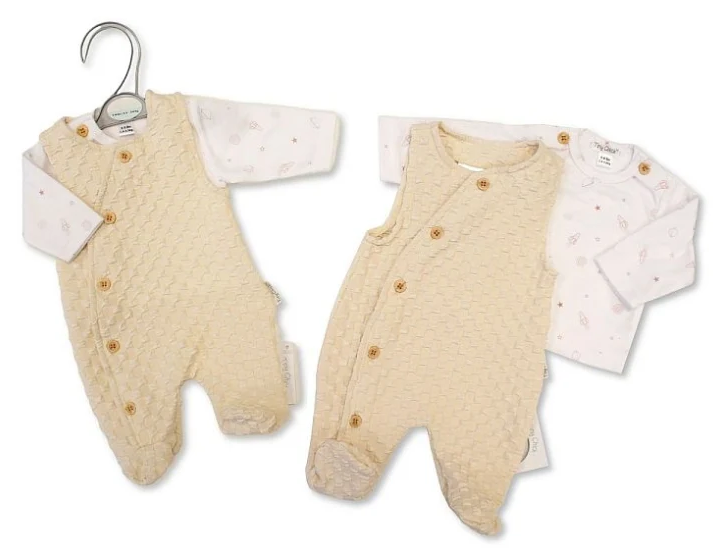 Premature Baby Boys 2 pcs Jacquard Dungaree Set ⋅ Luxury Clothing